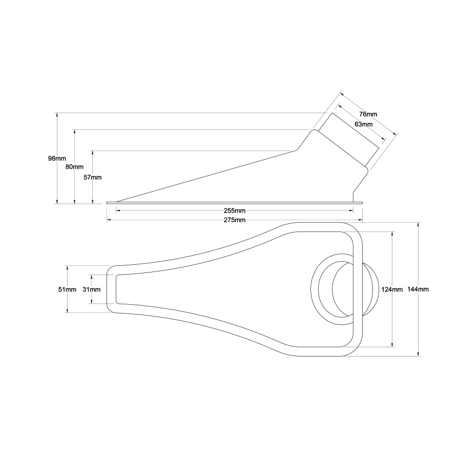 Ecope de refroidissement Naca simple Transparente - 76/63mm