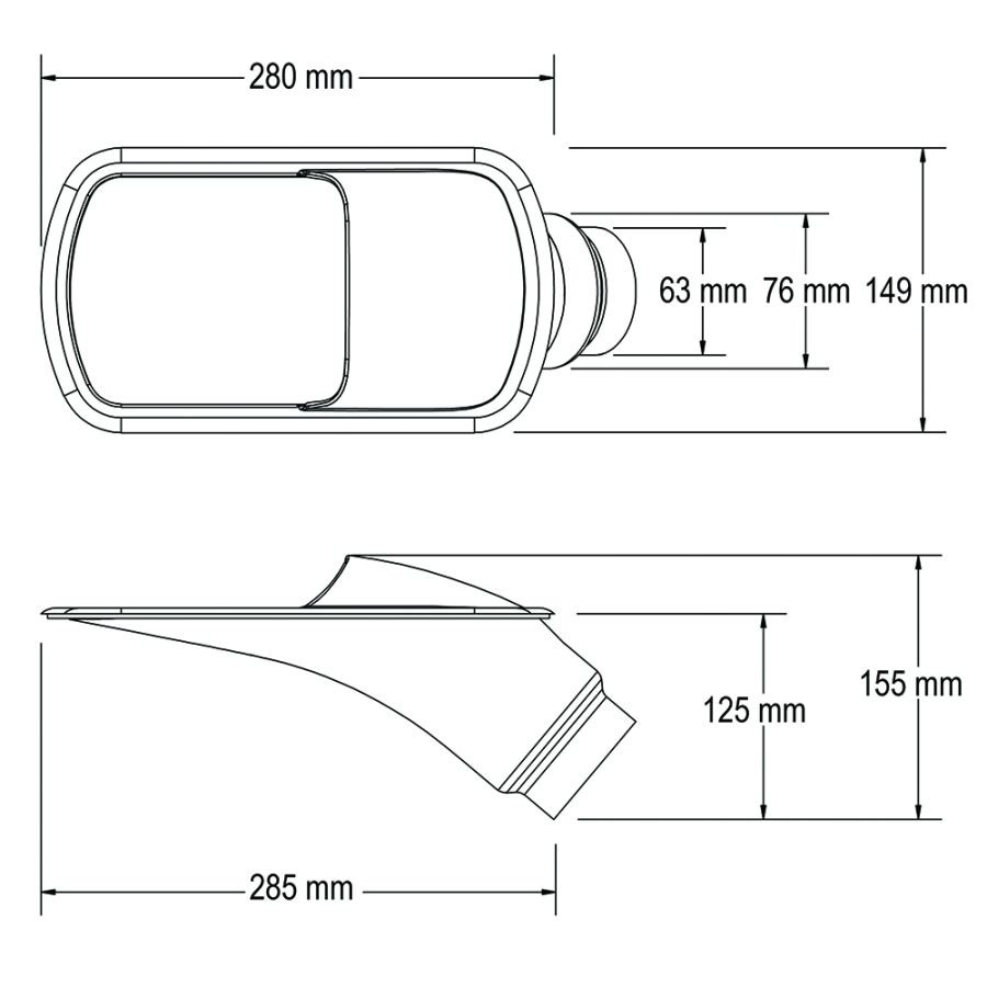 Ecope de refroidissement GT Transparente - 63/76mm